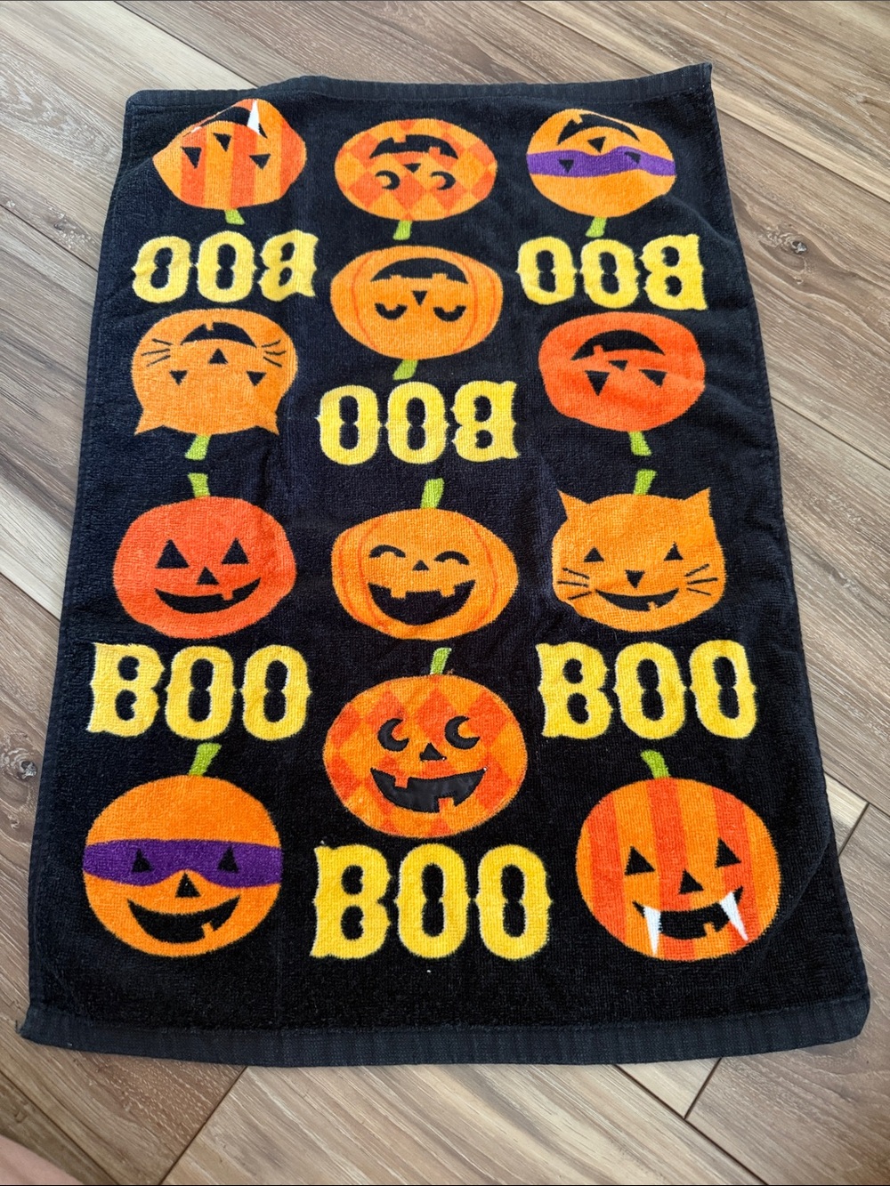 Halloween Pumpkin Boo Beach Towel - Black & Orange